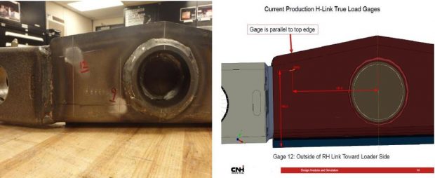 True-Load gauge dimensioned in Abaqus/CAE and located on test part.