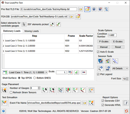 An example of a True-Load pre-test setup screen. Image courtesy of Wolf Star Technologies LLC.